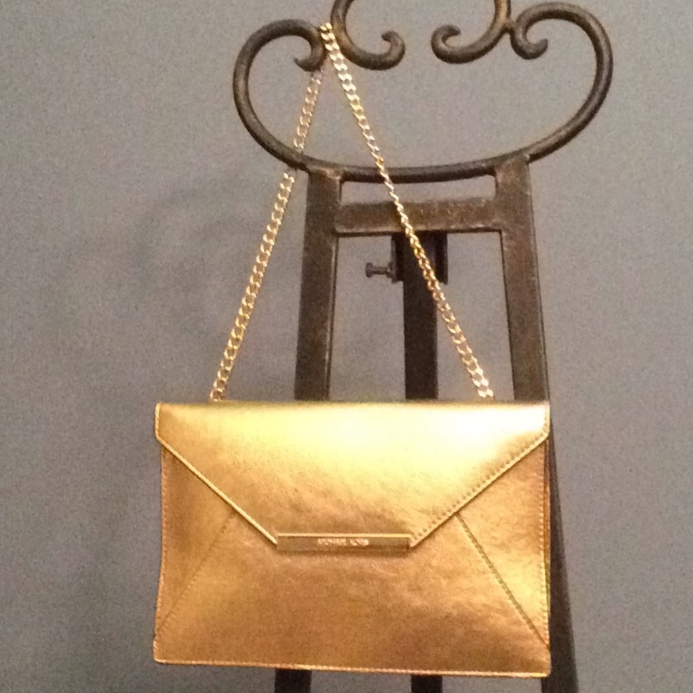 Pale Gold Leather Envelope Clutch